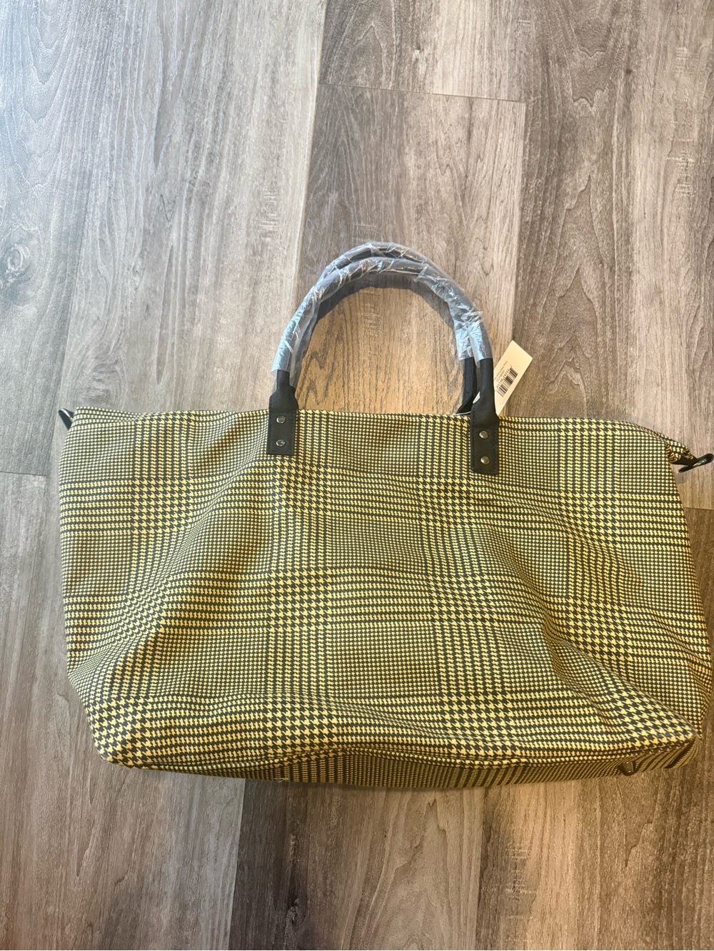 Lulu Dharma Large Yellow Plaid Frasier Weekender Travel Tote Bag NWT